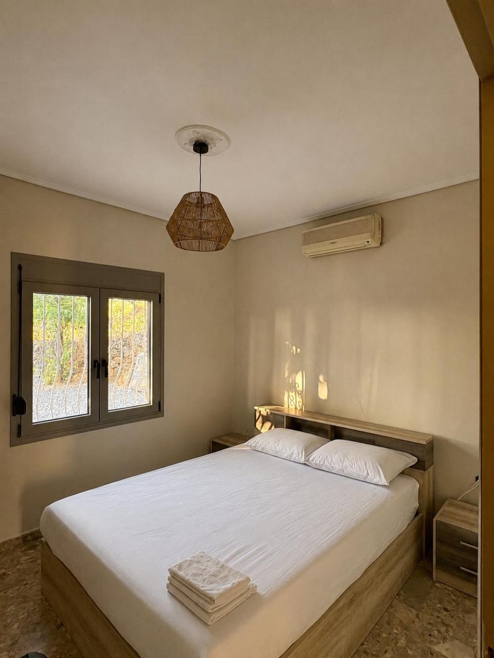 Bed, wardrobe, air conditioner