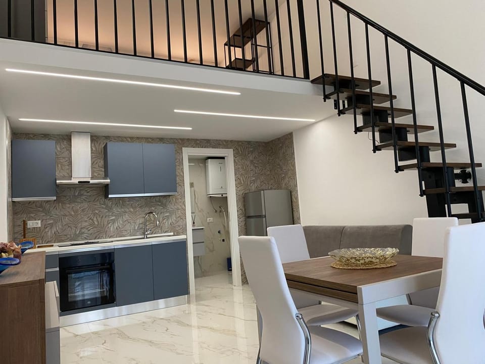 Kitchen or kitchenette, Living room, Dining area, stove
