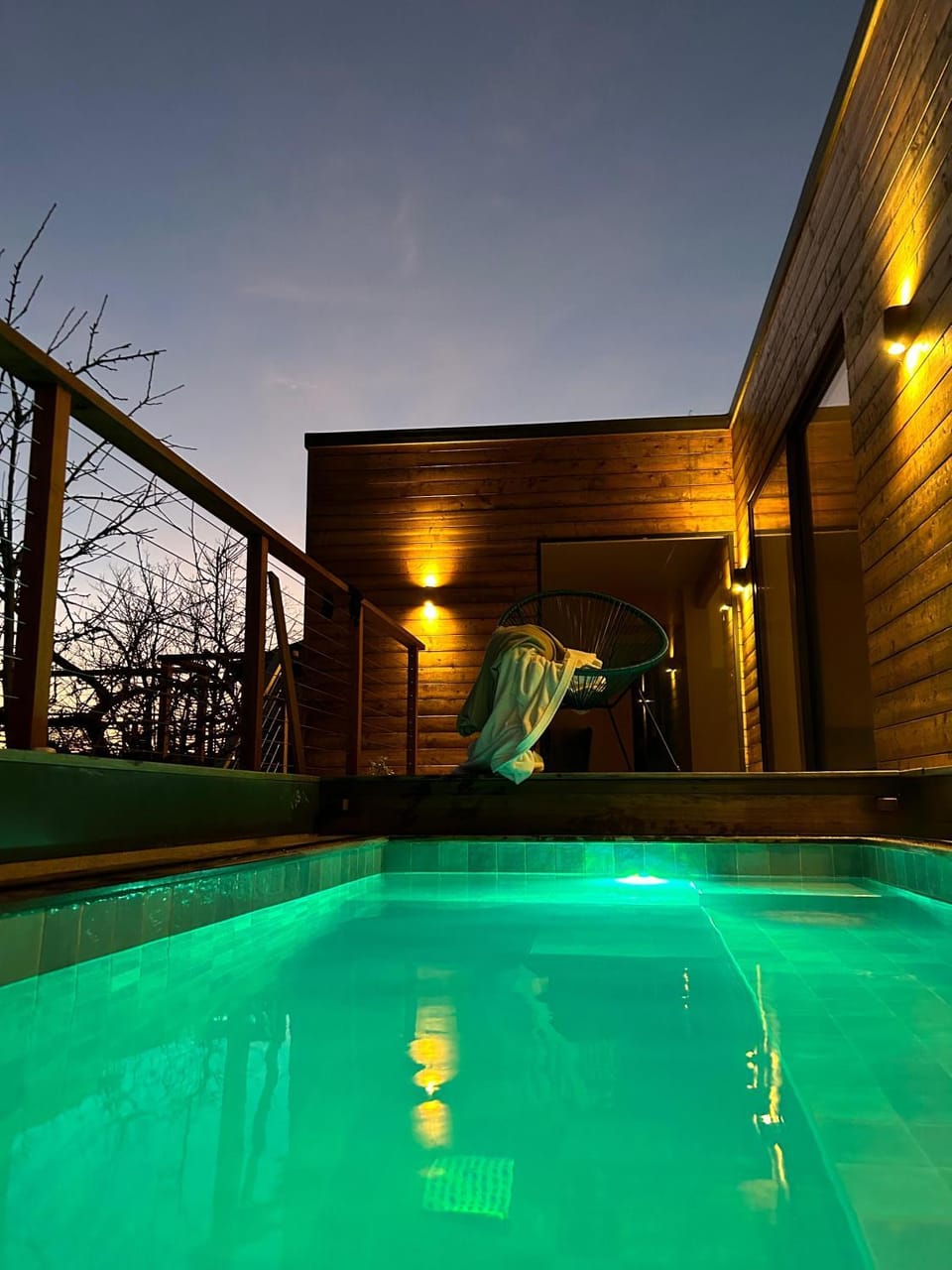 Night, Pool view, Swimming pool