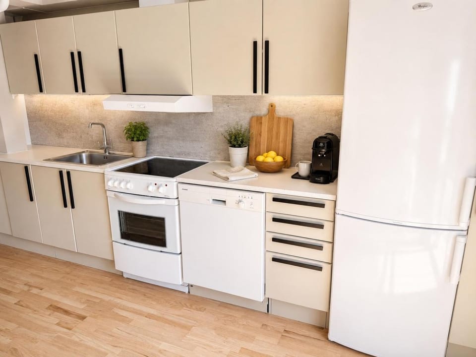Kitchen or kitchenette, dishwasher, oven