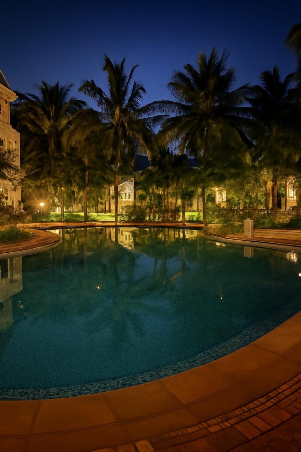Night, Garden, Garden view, Pool view, Swimming pool