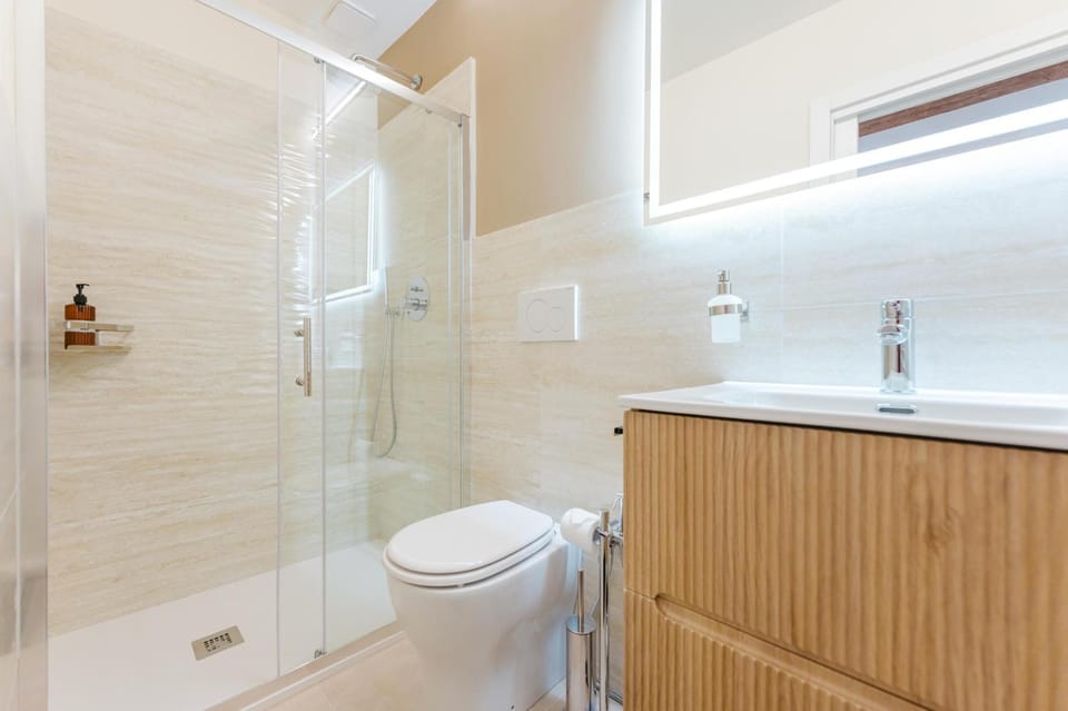 Shower, Toilet, hair dryier, towels