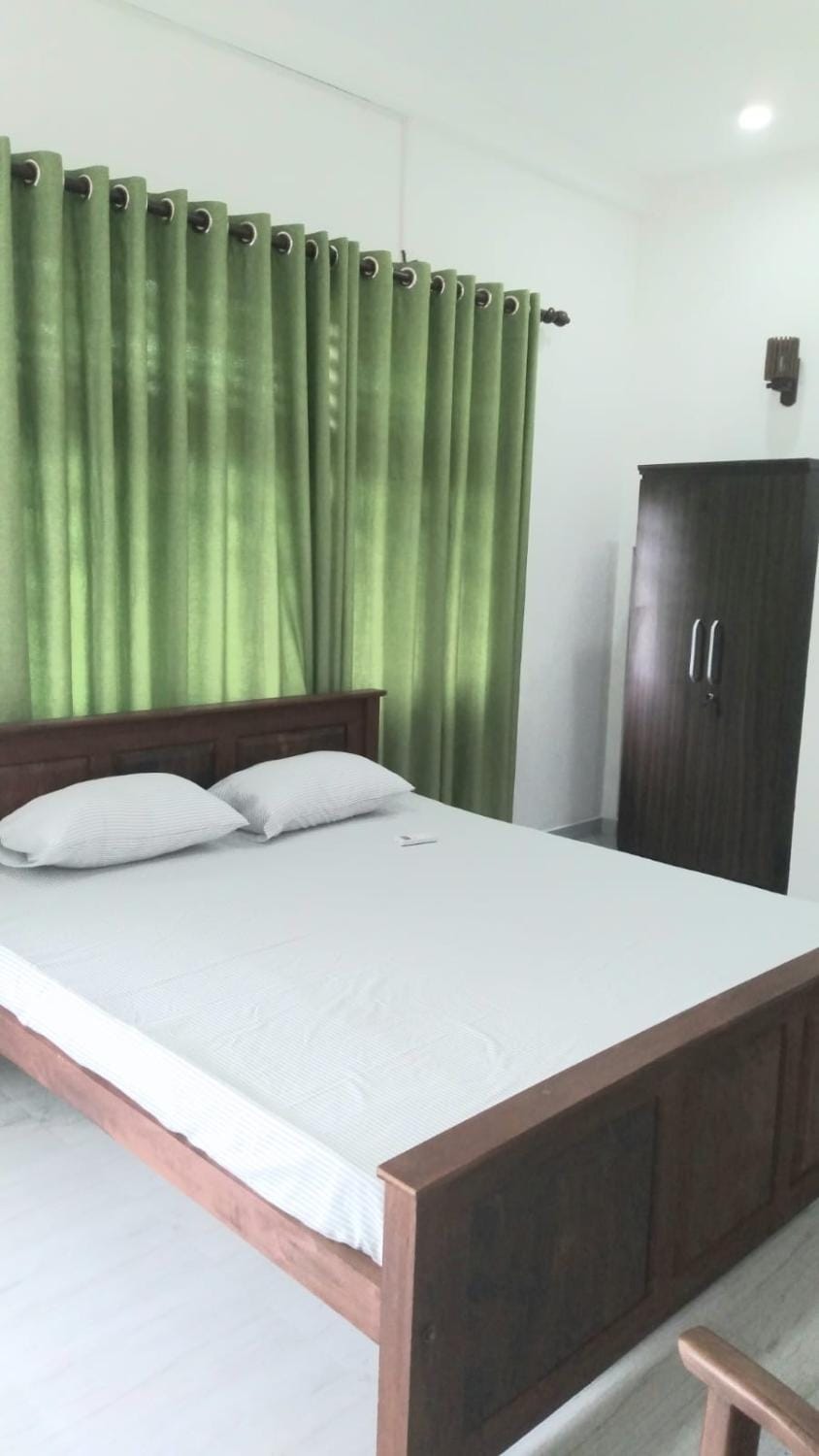 Bed, wardrobe