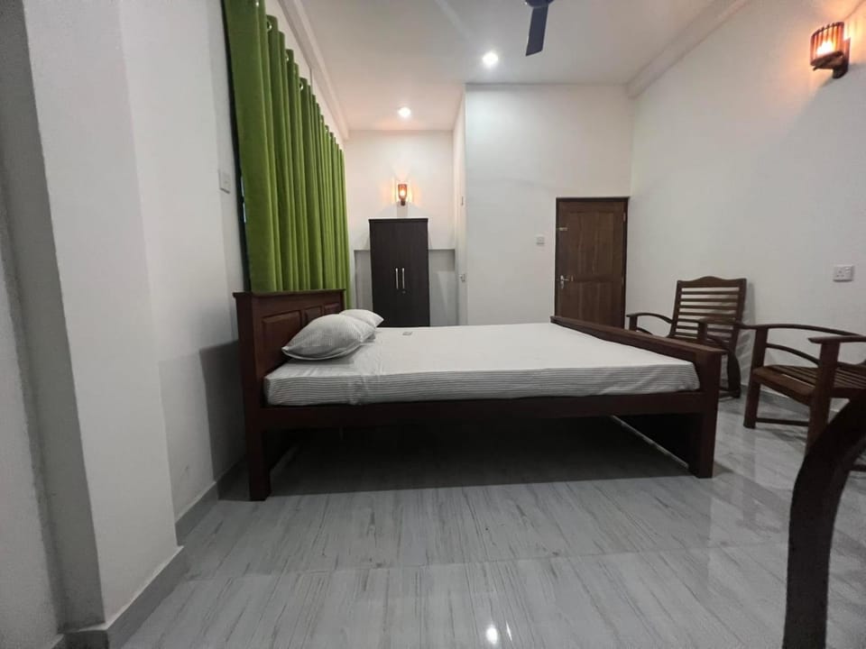 Bed, wardrobe