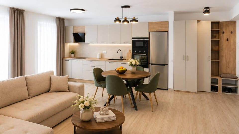 Coffee/tea facilities, Living room, Seating area, Dining area, oven, stove, kitchen