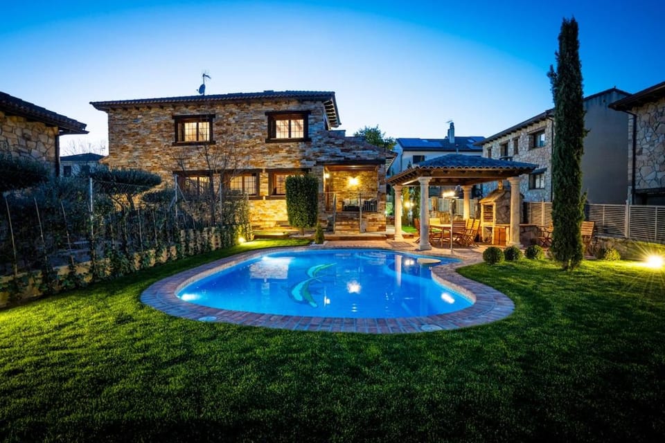 Property building, Night, Garden view, Swimming pool