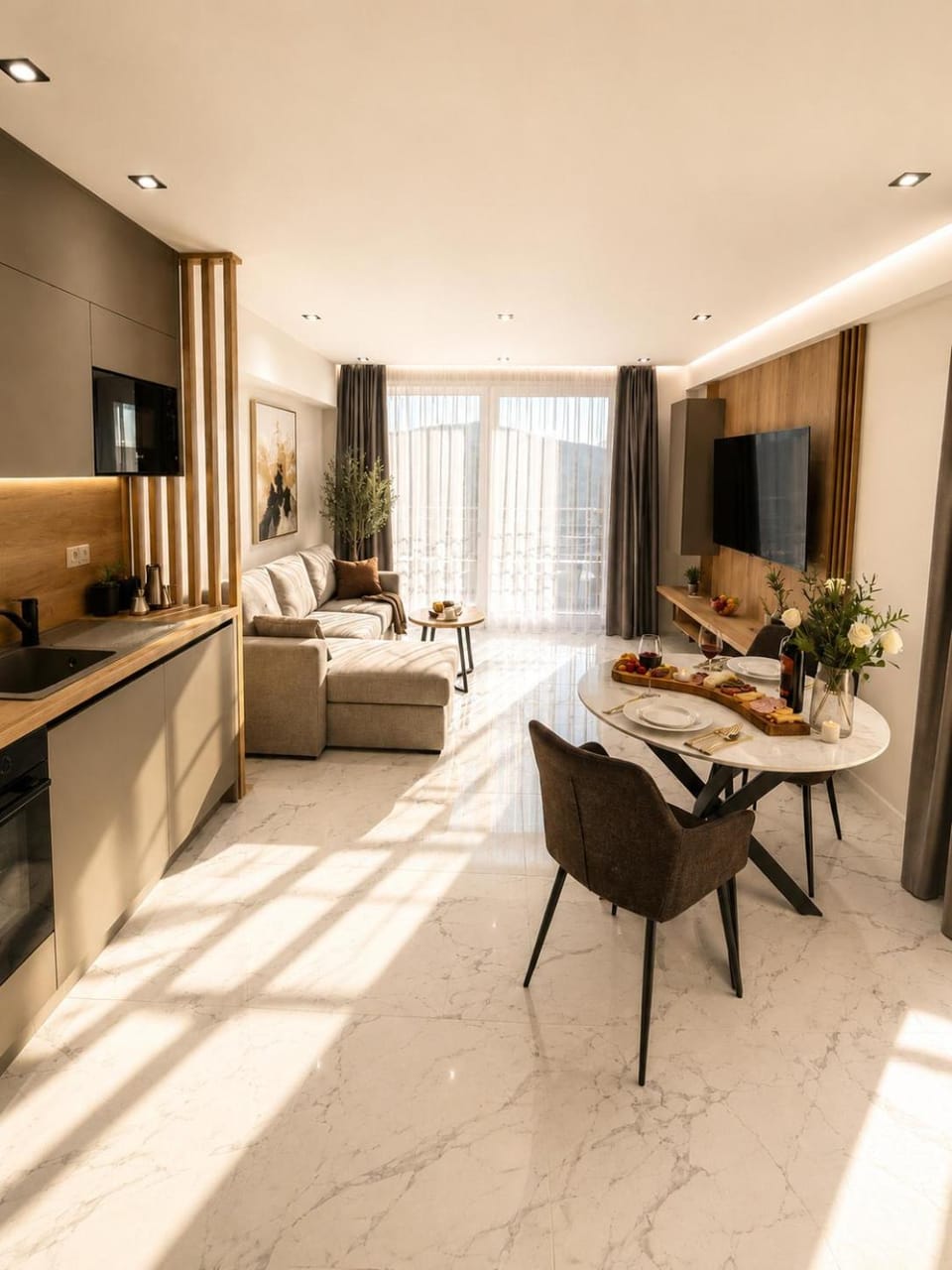 TV and multimedia, Kitchen or kitchenette, Seating area, Dining area