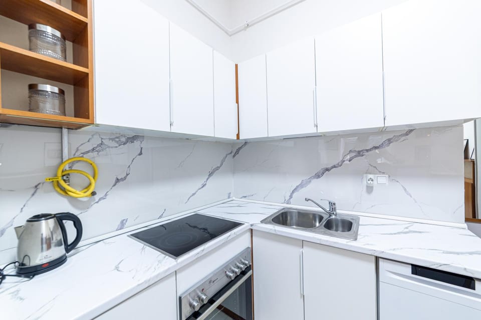 Kitchen or kitchenette, dishwasher, minibar, stove