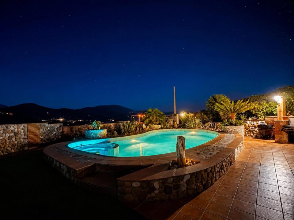 Night, Mountain view, Pool view, Swimming pool