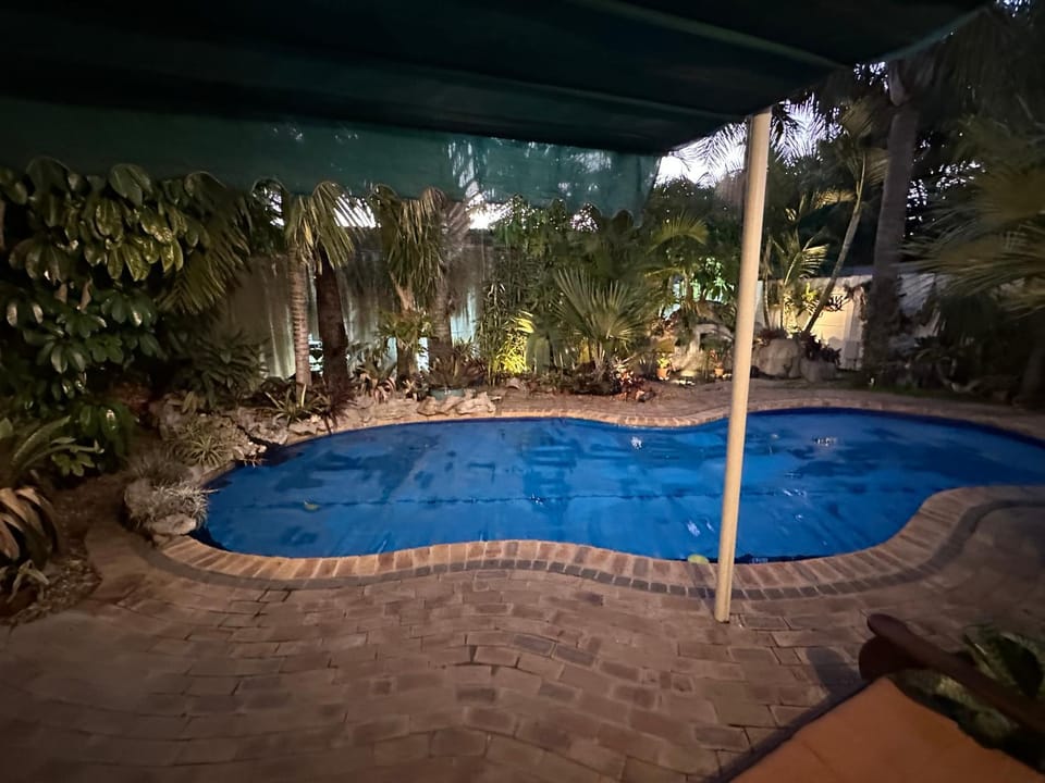 Property building, Night, Garden, Garden view, Pool view, Swimming pool