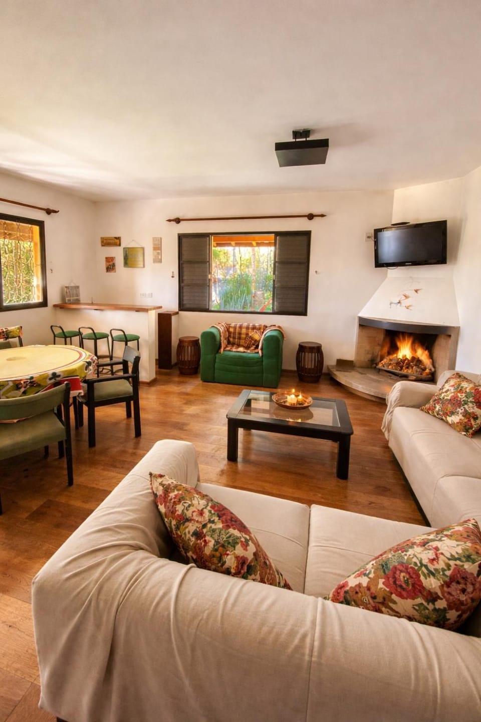 Living room, fireplace