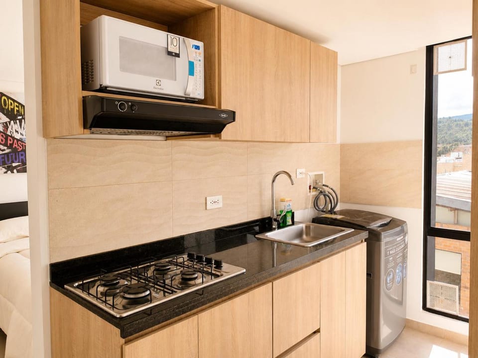 microwave, washing machine, kitchen