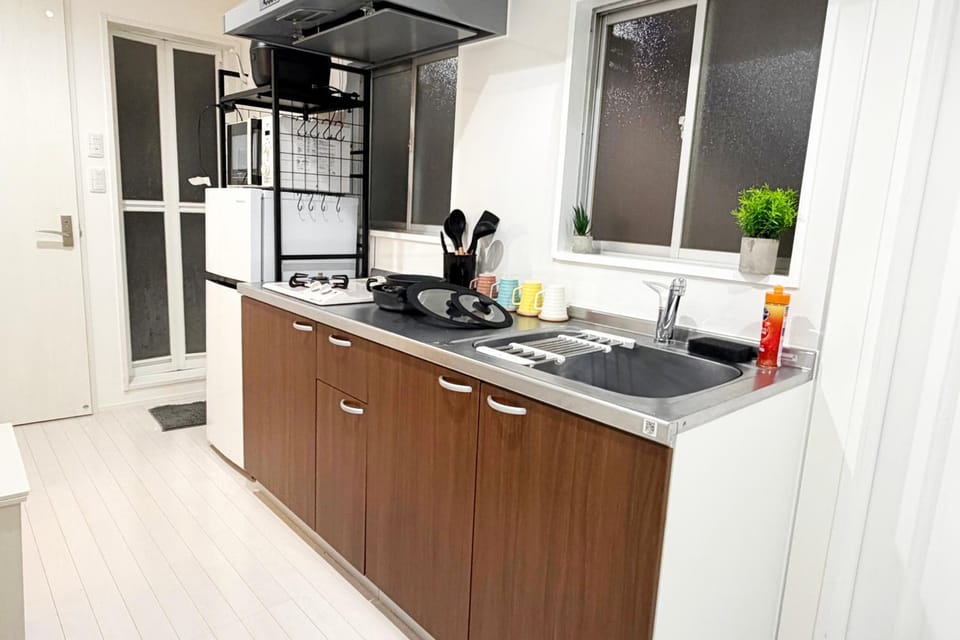 Kitchen or kitchenette, stove