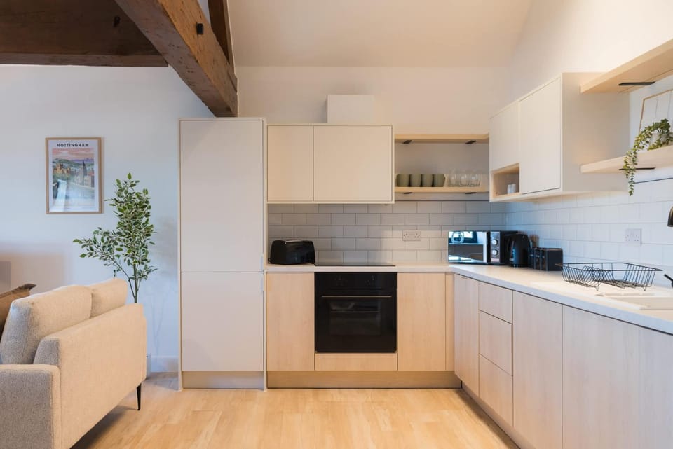 Kitchen or kitchenette, stove