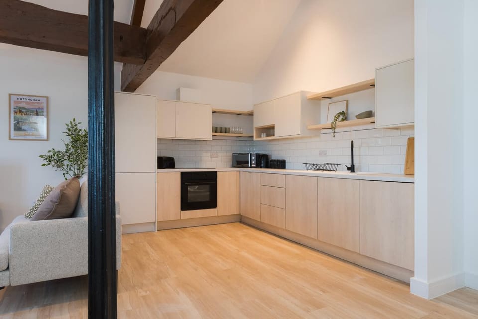 Kitchen or kitchenette, oven, stove