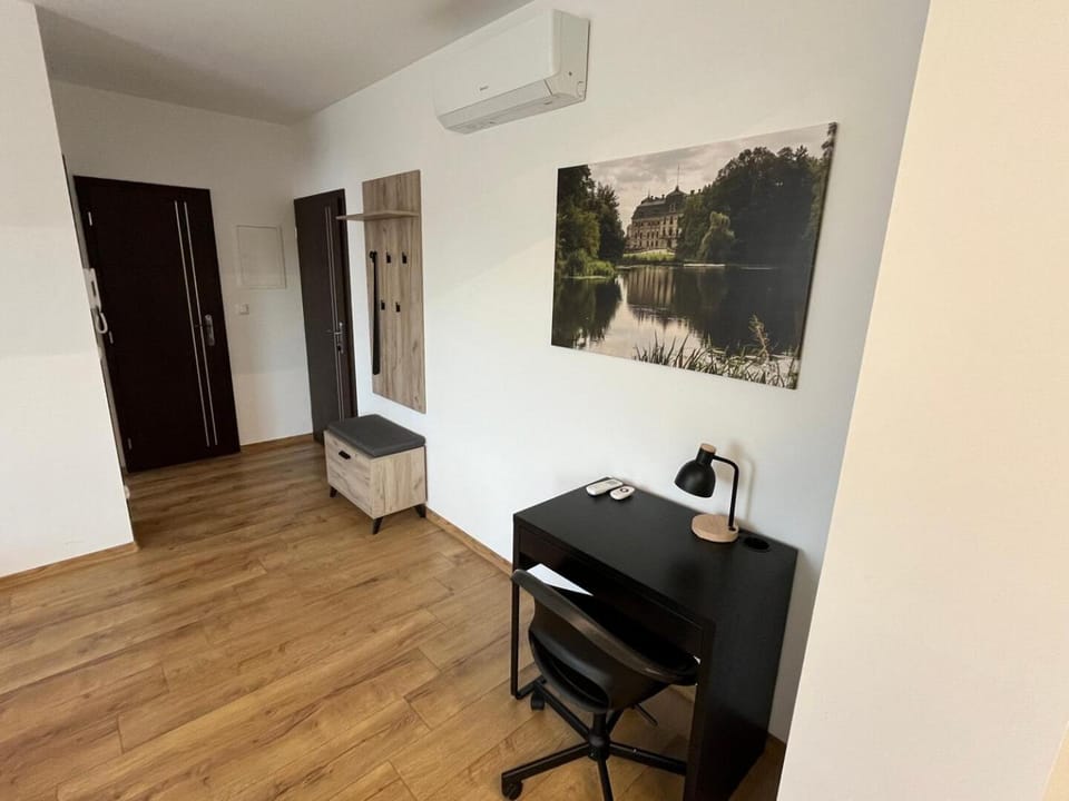 Photo of the whole room, air conditioner