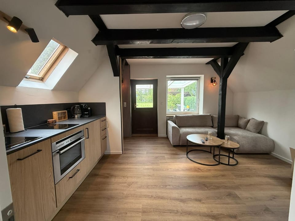 Kitchen or kitchenette, Living room, Seating area