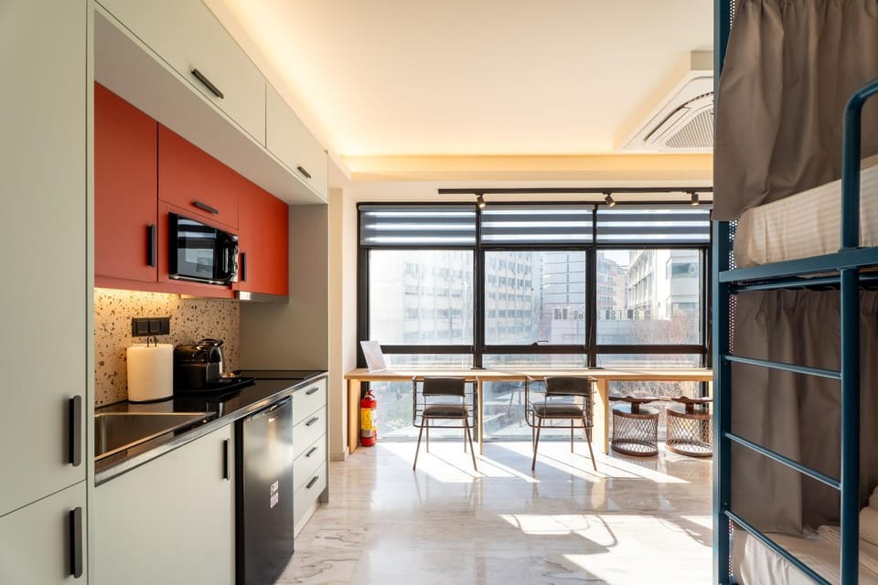 Communal kitchen, bunk bed