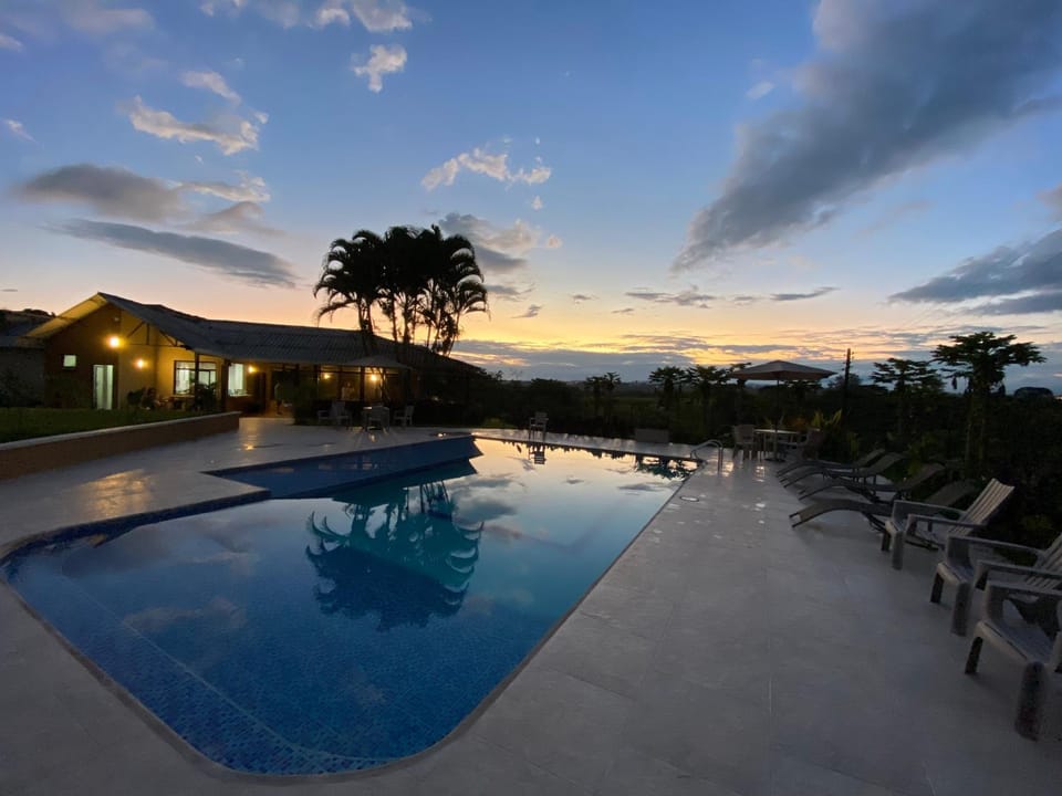 Pool view, Sunset