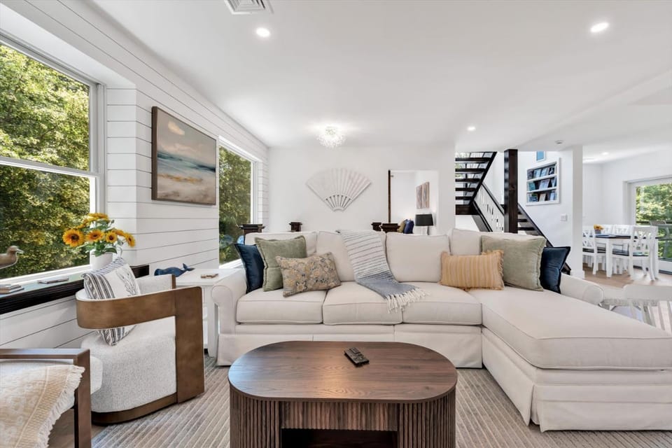 New Woodland Escape Walk To Beach and Bike Path 6 Sleeping Areas Kids Play Room Bird Watching Tower Garage Spacious Living Children's Amenities Covered 3rd Floor Patio Enjoy Wildlife House in Falmouth