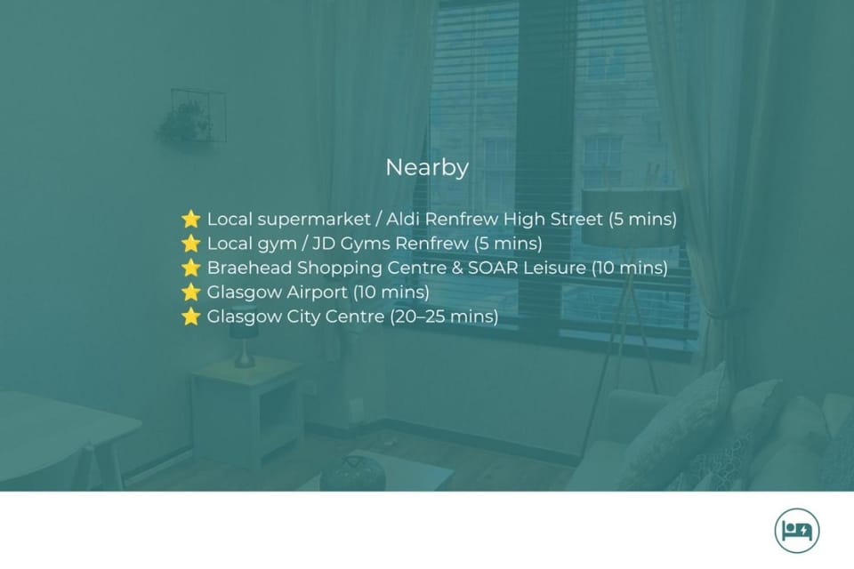 Charming 1 BDR in Renfrew - Sleeps 2 - Parking Apartment in Paisley