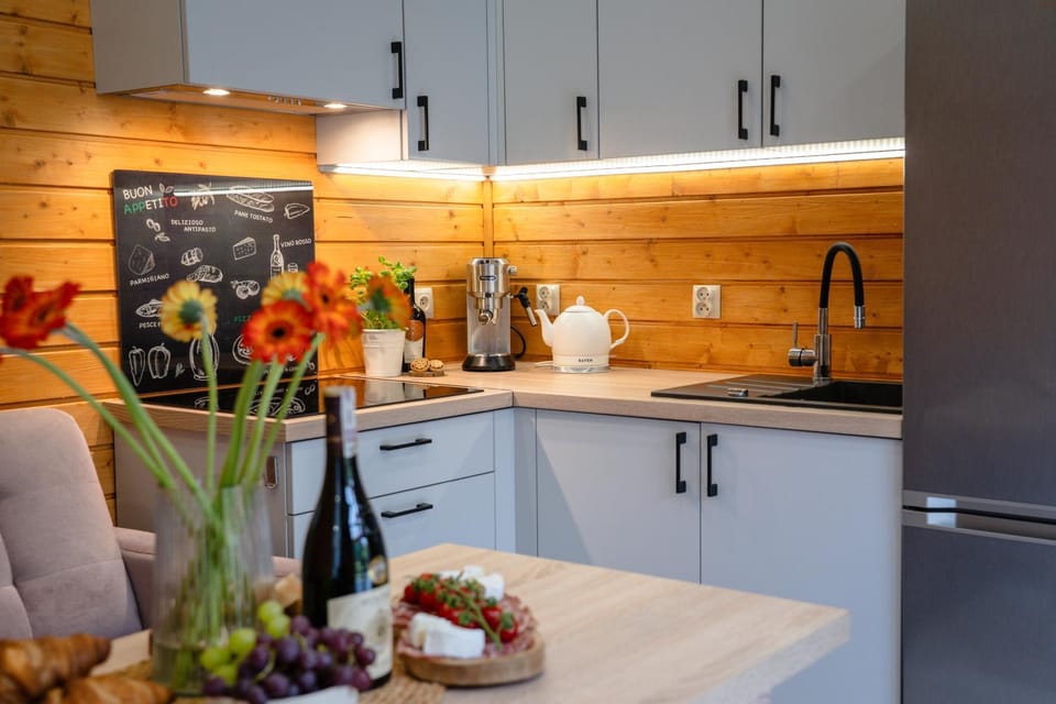Kitchen or kitchenette, stove
