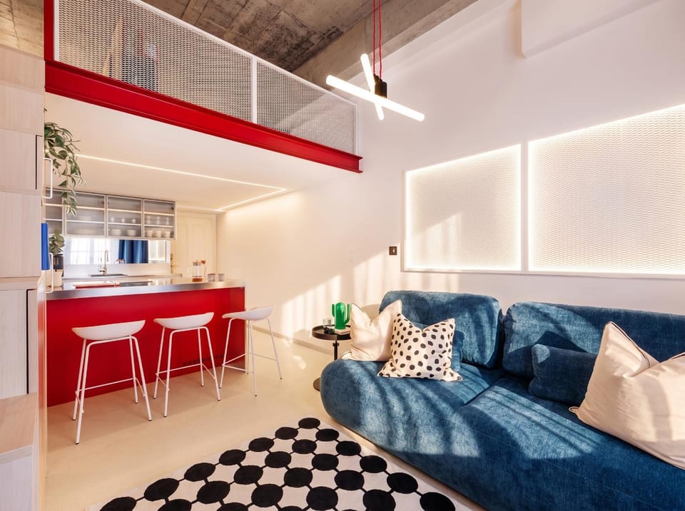 Kitchen or kitchenette, Living room, Photo of the whole room, Seating area, Dining area, Bedroom