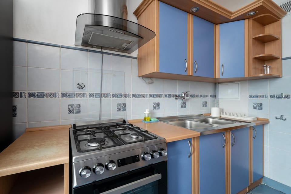 Kitchen or kitchenette, stove