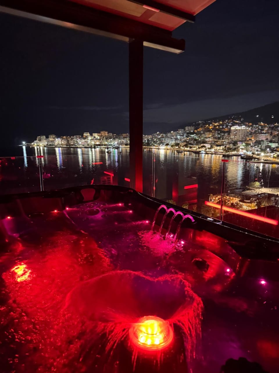 Night, City view, Sea view