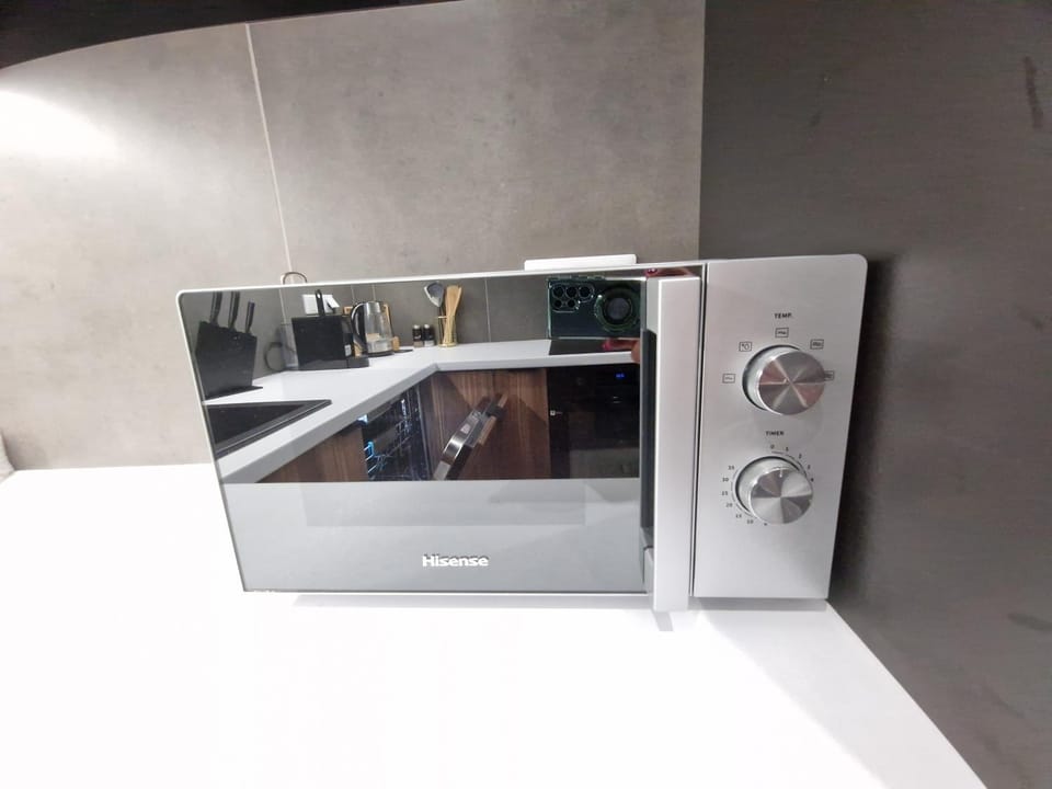 Kitchen or kitchenette, microwave