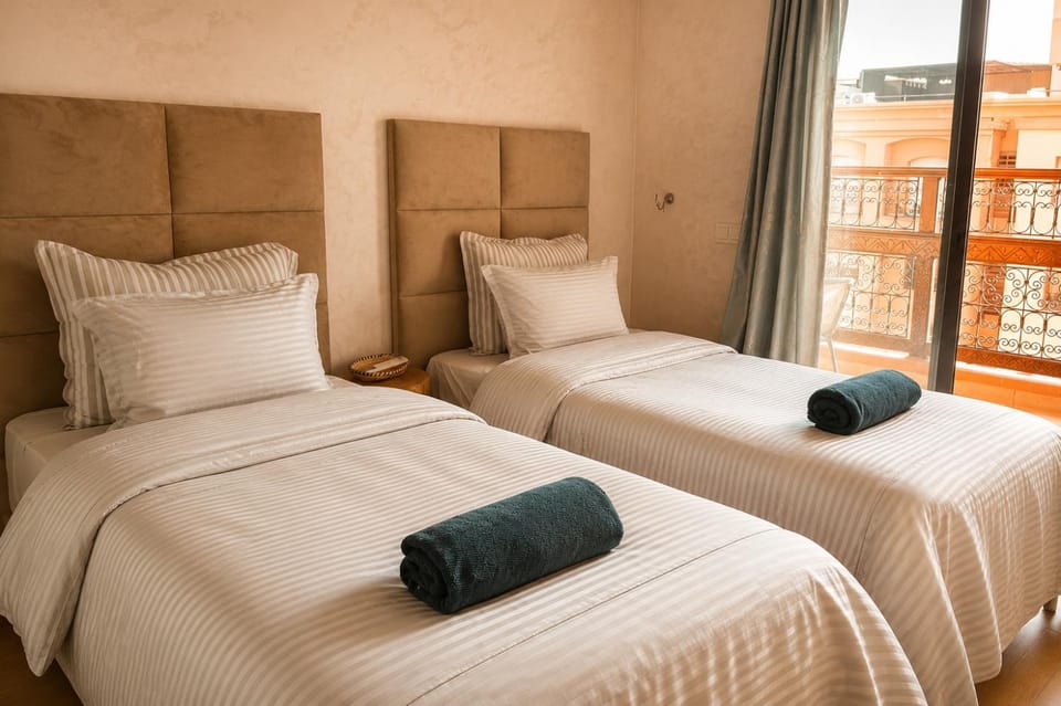 Patio, Bed, towels, air conditioner