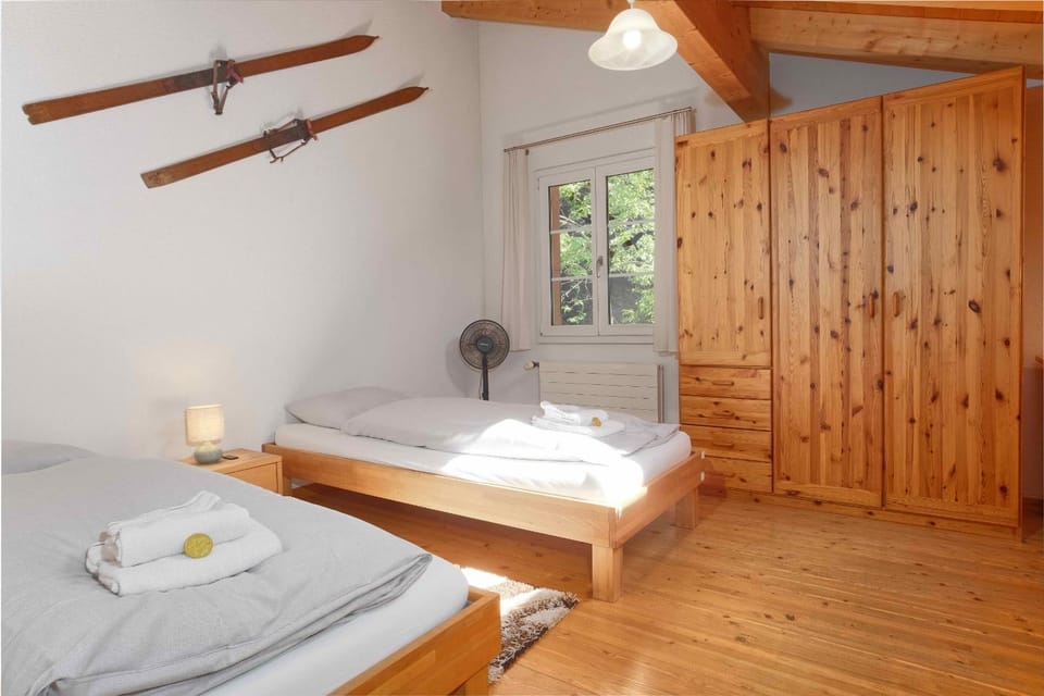 Bed, Photo of the whole room, Bedroom, towels, wardrobe