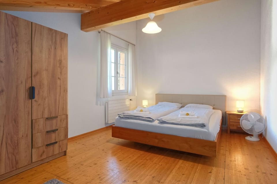 Bed, Photo of the whole room, Bedroom, towels, wardrobe