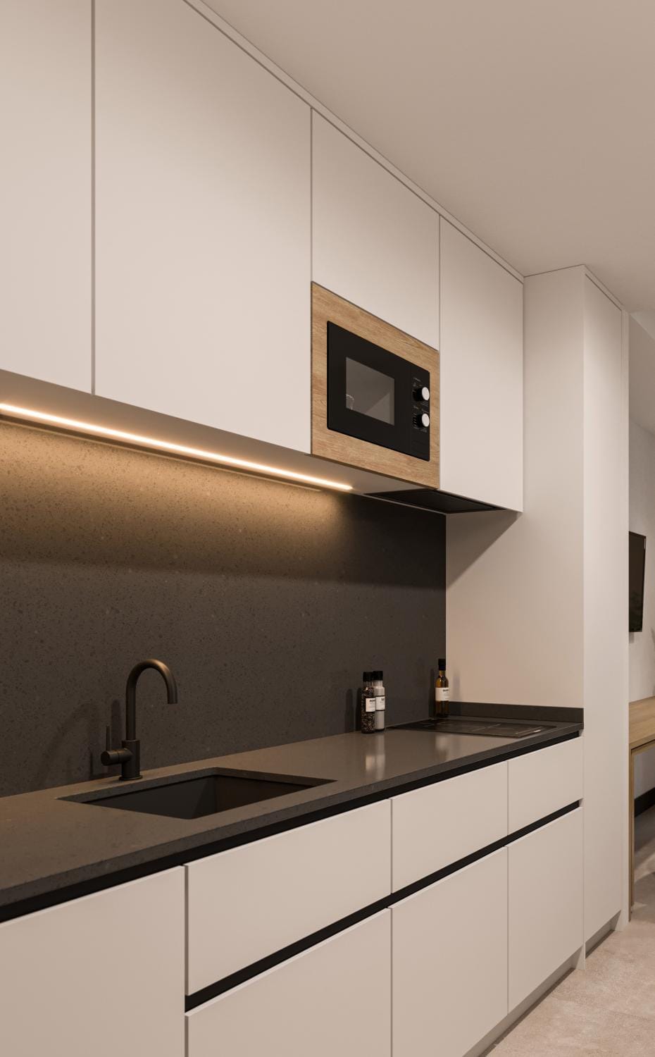 microwave, storage, stove, kitchen