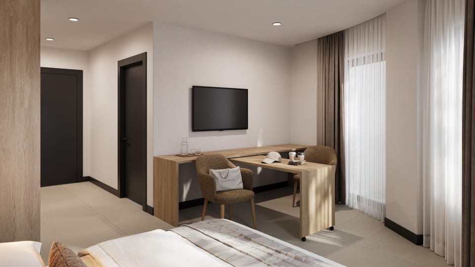 Bed, TV and multimedia, Seating area