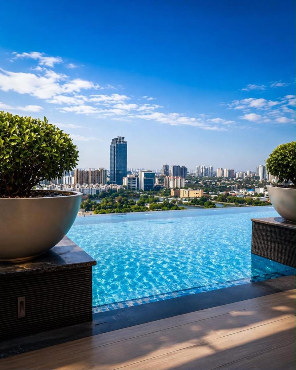 Skyview Luxe Suit Infinity Pool Private Balcony Apartment in Gurugram