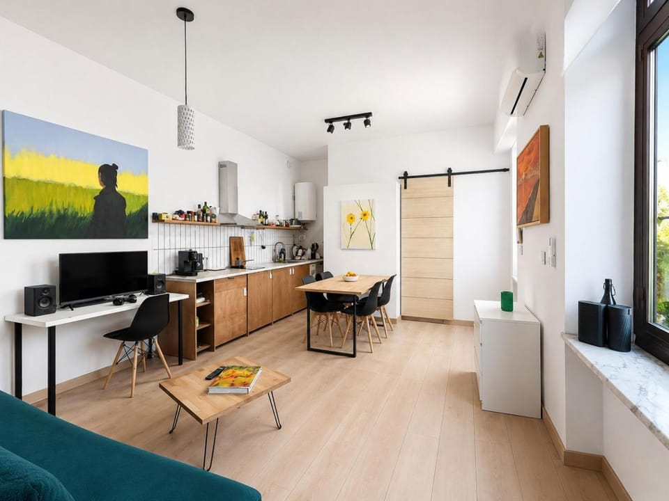 Kitchen or kitchenette, Living room, Dining area, air conditioner