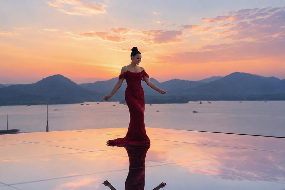 People, Lake view, Sunset