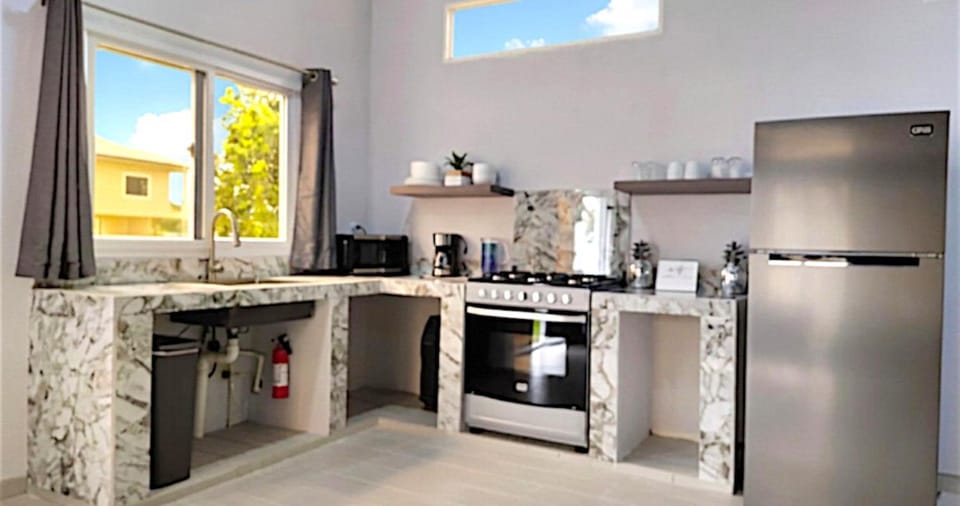 Coffee/tea facilities, Kitchen or kitchenette, oven, stove