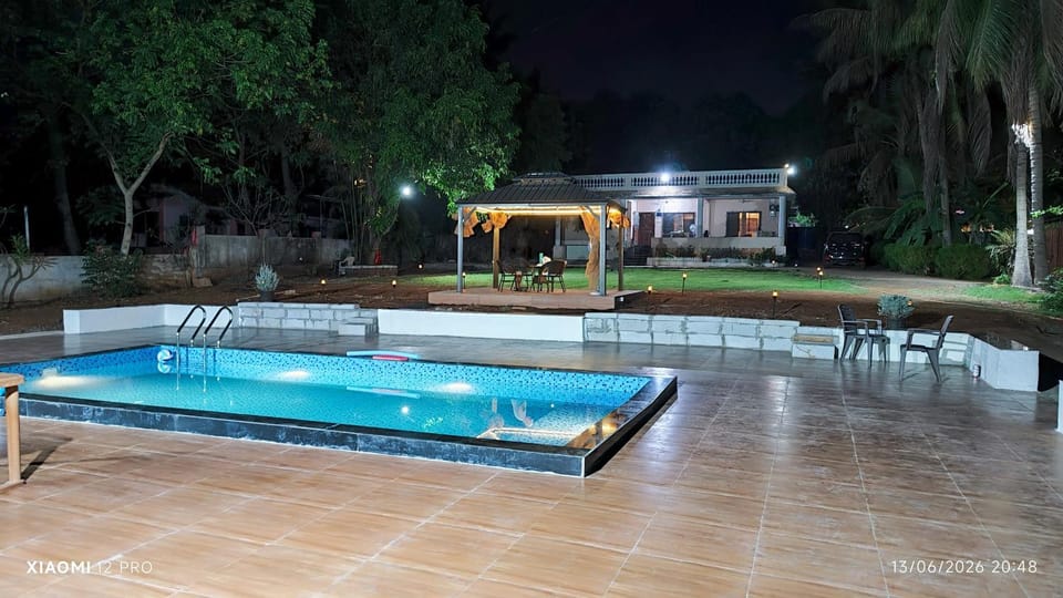 Night, Pool view, Swimming pool, Swimming pool