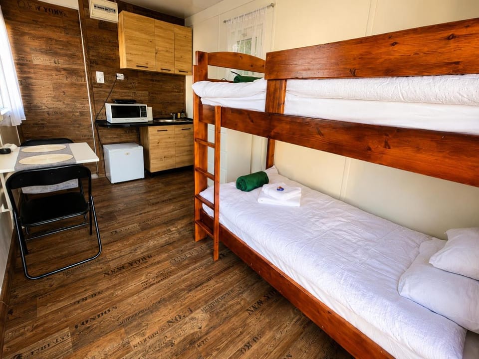 Kitchen or kitchenette, Bedroom, bunk bed, microwave, air conditioner