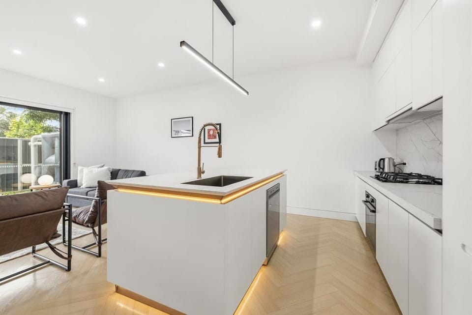 Kitchen or kitchenette, stove