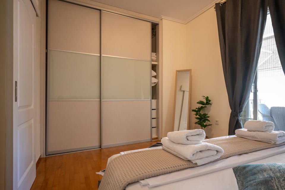 Bed, Photo of the whole room, Bedroom, towels, wardrobe