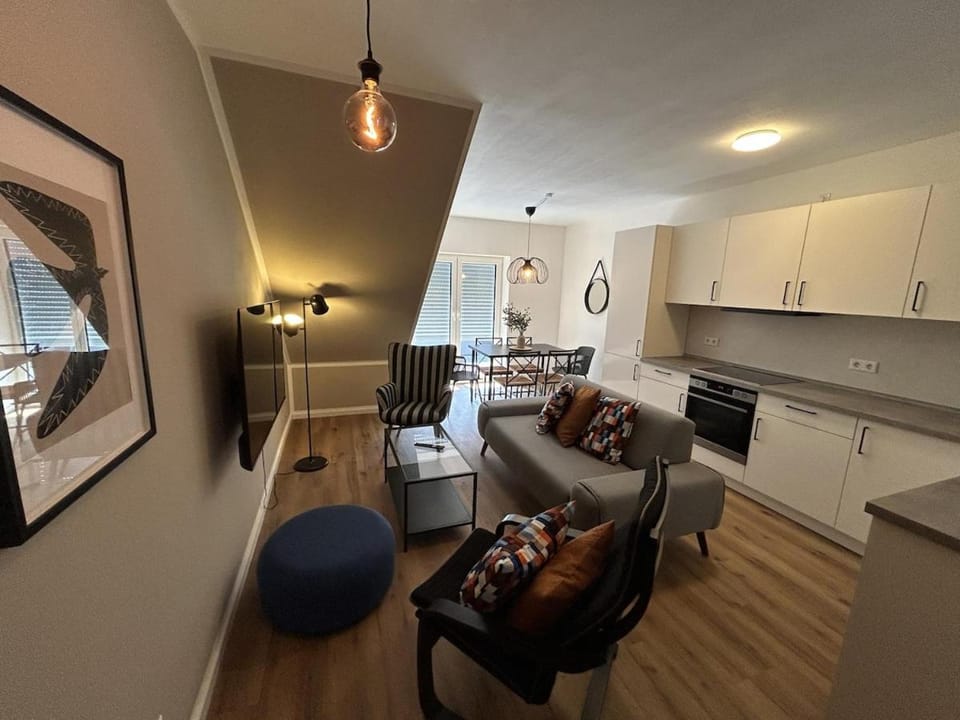 Kitchen or kitchenette, Living room, Seating area, Dining area, oven, stove