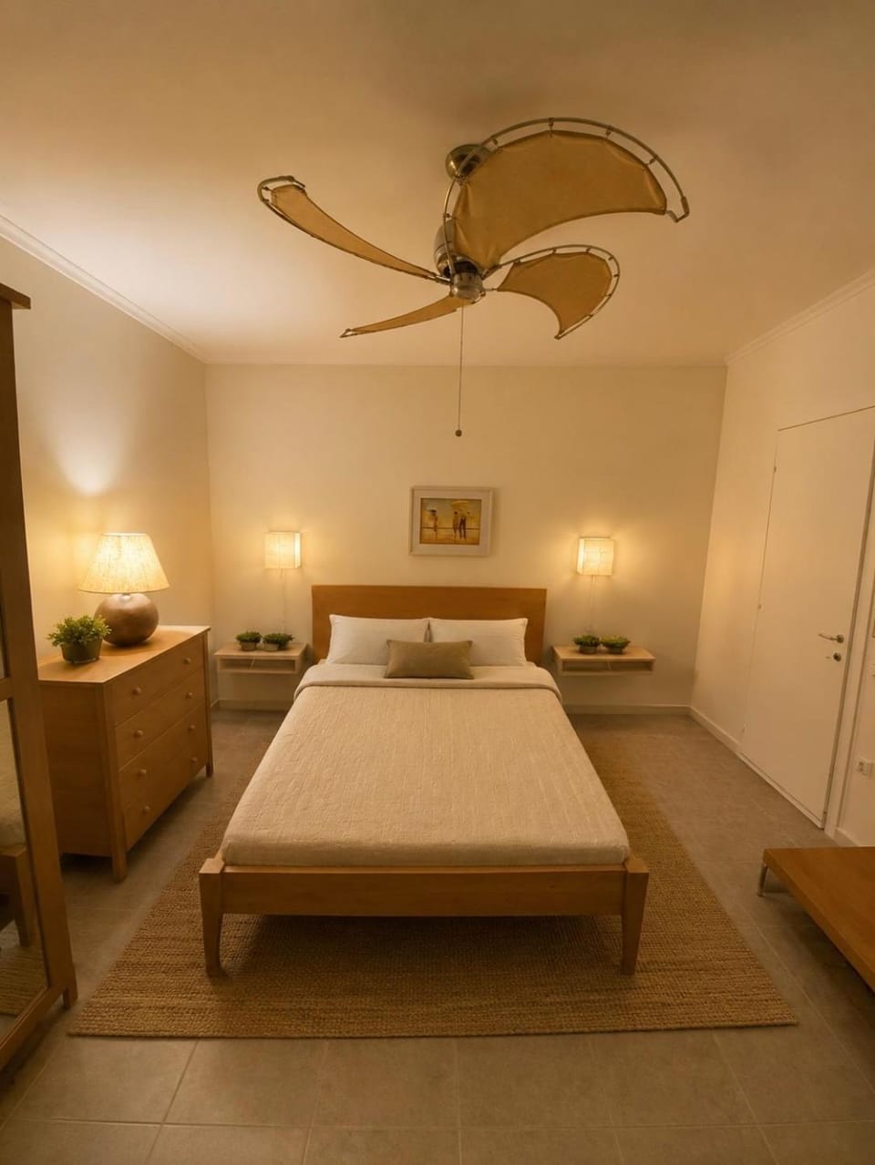 Bed, Photo of the whole room, Bedroom, fireplace, towels, wardrobe