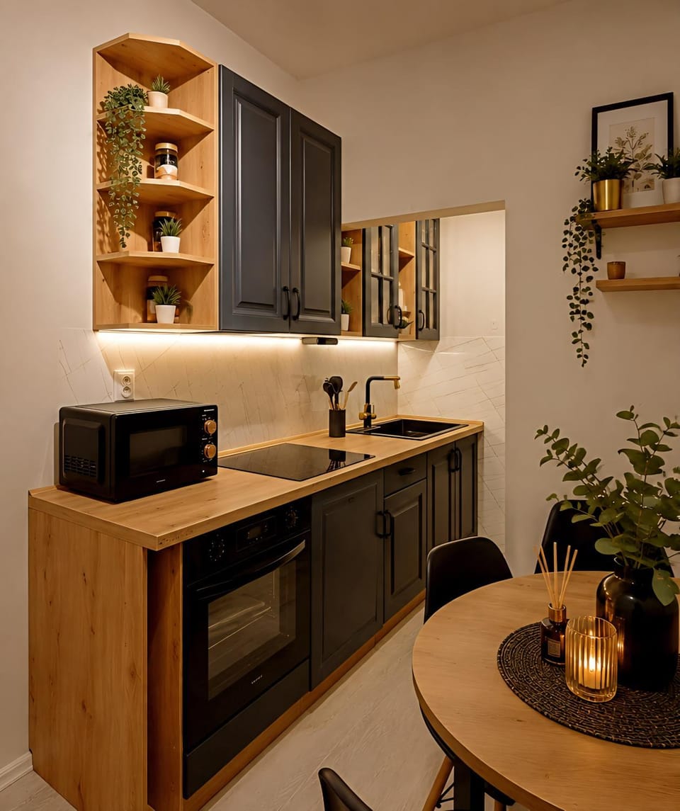 Kitchen or kitchenette, Dining area, stove