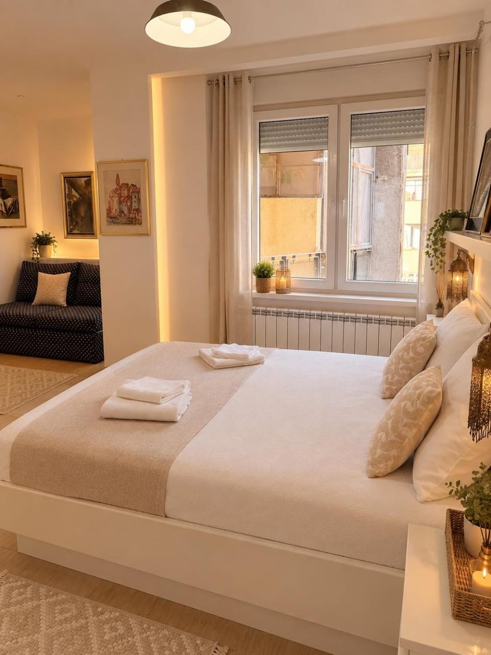Bed, Bedroom, towels