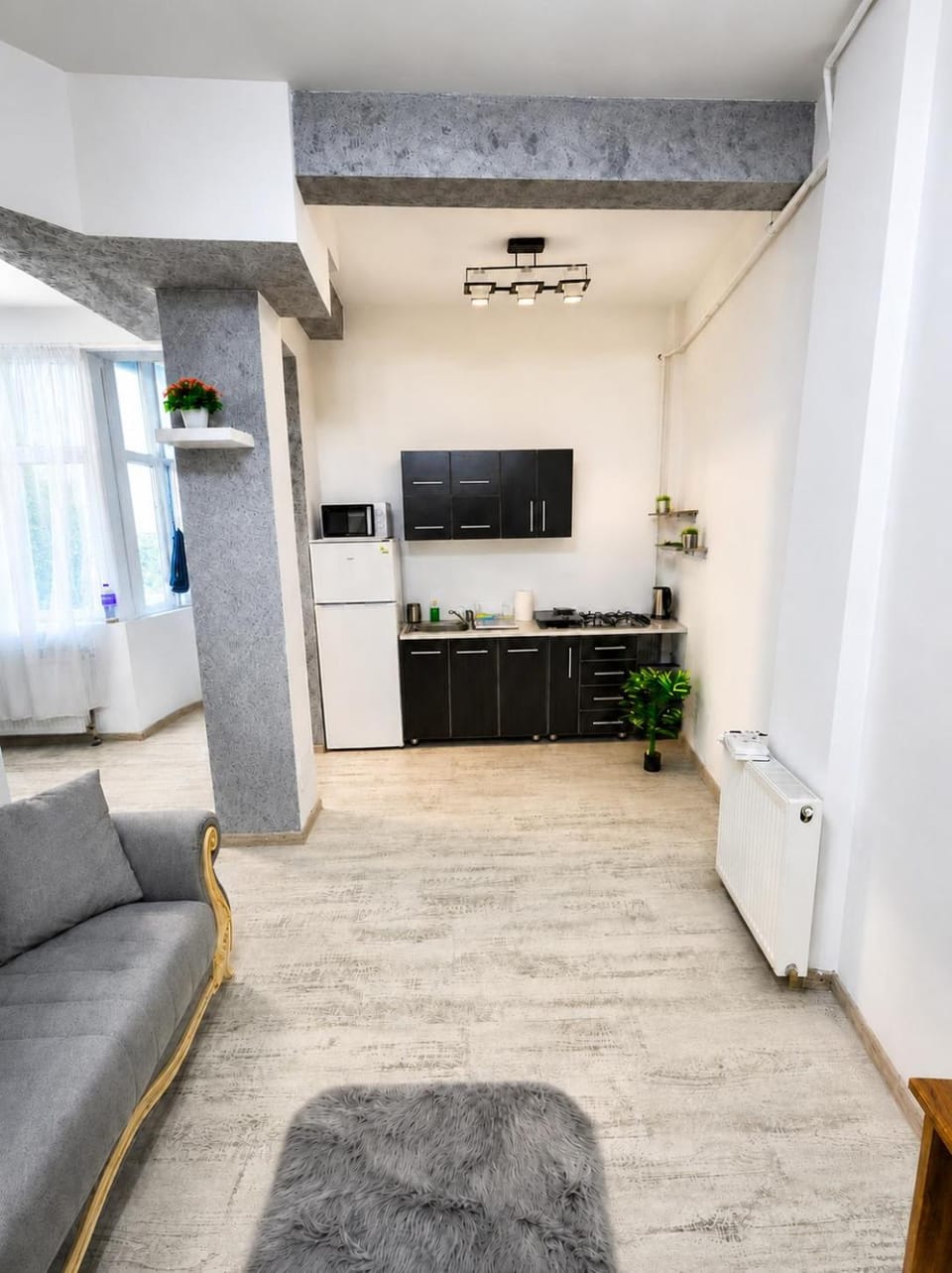Kitchen or kitchenette, Living room, Seating area
