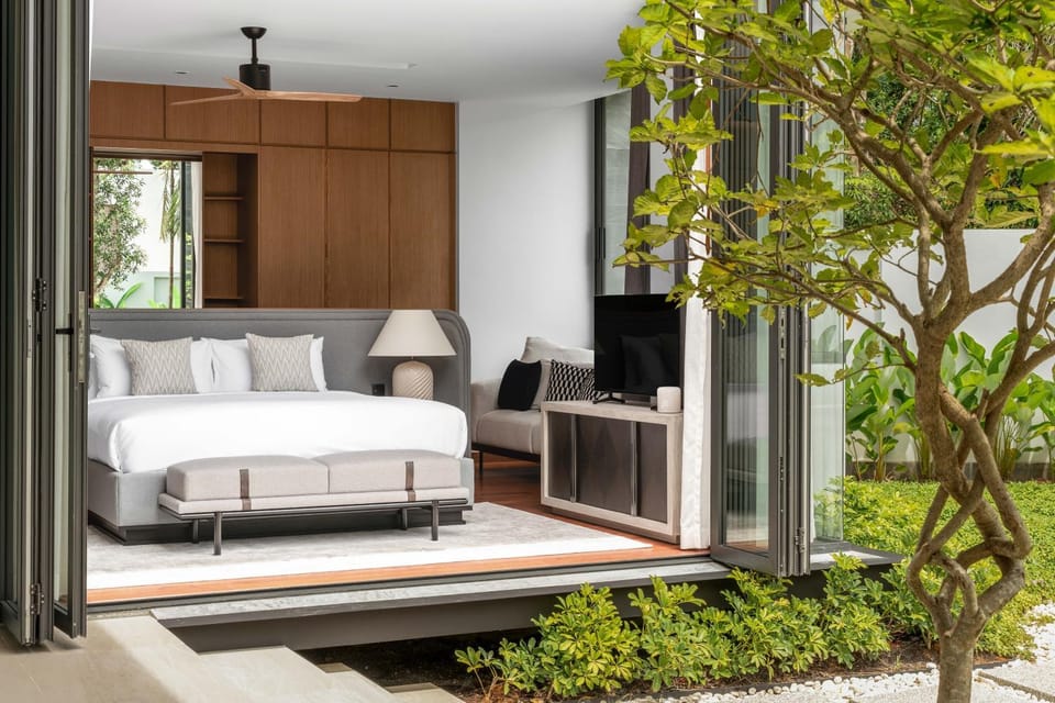 Patio, Bed, Garden, Living room, Photo of the whole room, Seating area, Bedroom, Garden view