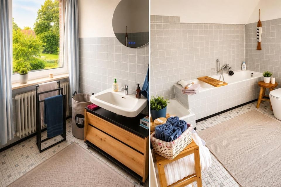 Bathroom, towels